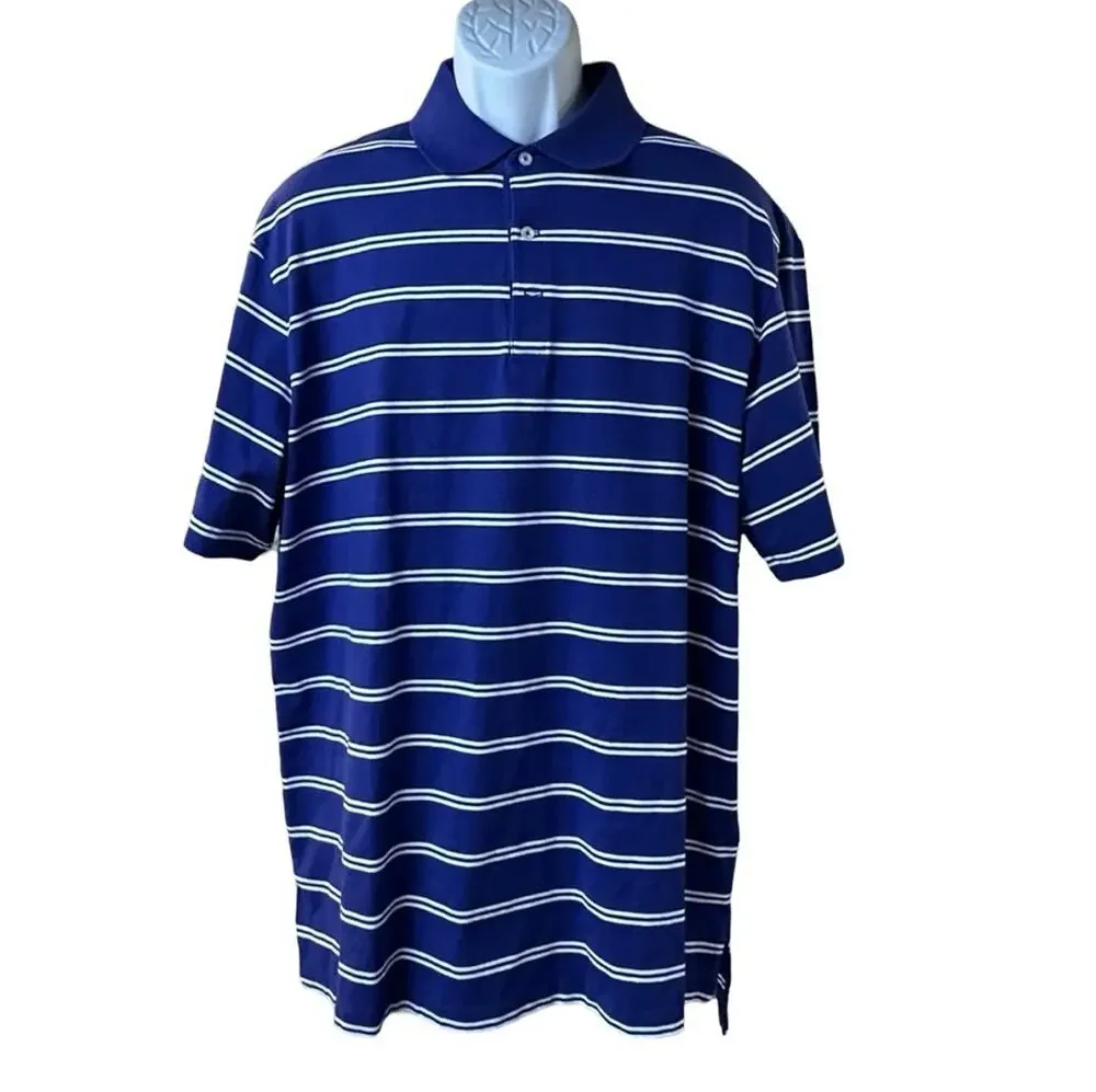 Polo Golf Ralph Lauren Mens XL Striped Polo Shirt Blue White NWT